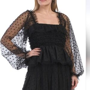 Anthropologie dRA NWOT Elegant Black Ruffled Women's Top M